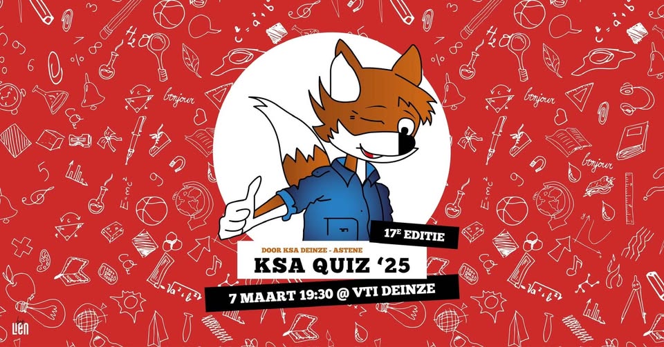 Inschrijving Quiz KSA Deinze-Astene 07/03/2025